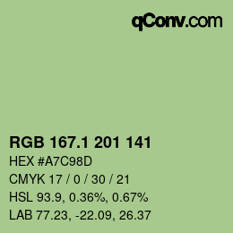 カラーコード: RGB 167.1 201 141 | qconv.com