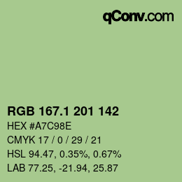 カラーコード: RGB 167.1 201 142 | qconv.com