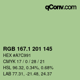カラーコード: RGB 167.1 201 145 | qconv.com