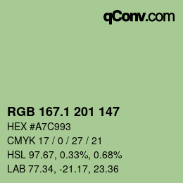 カラーコード: RGB 167.1 201 147 | qconv.com