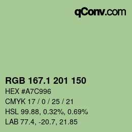 カラーコード: RGB 167.1 201 150 | qconv.com