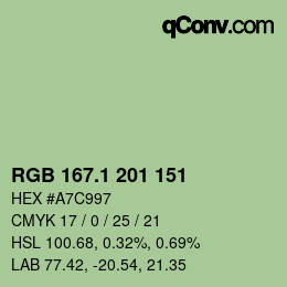 カラーコード: RGB 167.1 201 151 | qconv.com