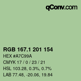 カラーコード: RGB 167.1 201 154 | qconv.com