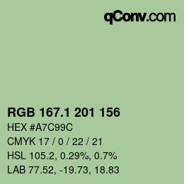 カラーコード: RGB 167.1 201 156 | qconv.com