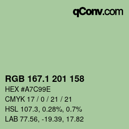 カラーコード: RGB 167.1 201 158 | qconv.com