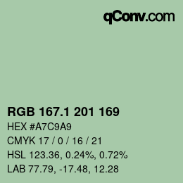 カラーコード: RGB 167.1 201 169 | qconv.com