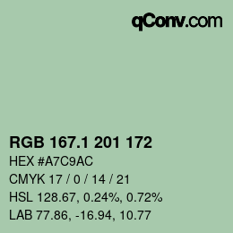 カラーコード: RGB 167.1 201 172 | qconv.com