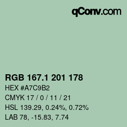 カラーコード: RGB 167.1 201 178 | qconv.com