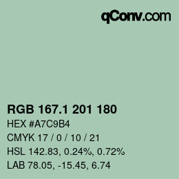 カラーコード: RGB 167.1 201 180 | qconv.com