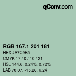 カラーコード: RGB 167.1 201 181 | qconv.com
