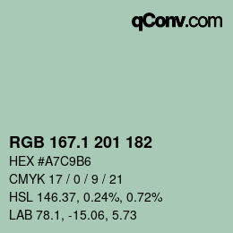 Color code: RGB 167.1 201 182 | qconv.com