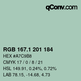 カラーコード: RGB 167.1 201 184 | qconv.com