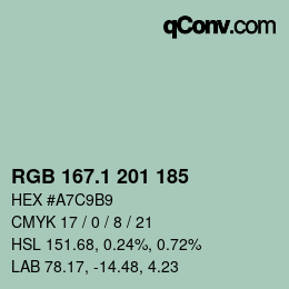 カラーコード: RGB 167.1 201 185 | qconv.com