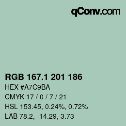 Color code: RGB 167.1 201 186 | qconv.com