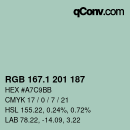 カラーコード: RGB 167.1 201 187 | qconv.com