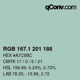 Color code: RGB 167.1 201 188 | qconv.com
