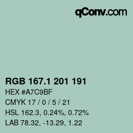 Color code: RGB 167.1 201 191 | qconv.com