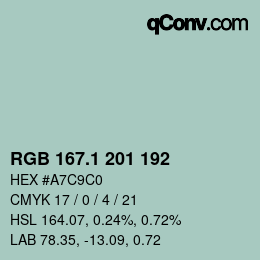 Color code: RGB 167.1 201 192 | qconv.com