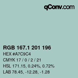 Color code: RGB 167.1 201 196 | qconv.com
