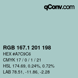 カラーコード: RGB 167.1 201 198 | qconv.com