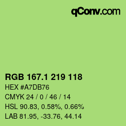 カラーコード: RGB 167.1 219 118 | qconv.com