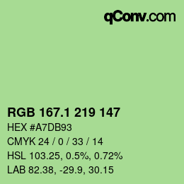 カラーコード: RGB 167.1 219 147 | qconv.com