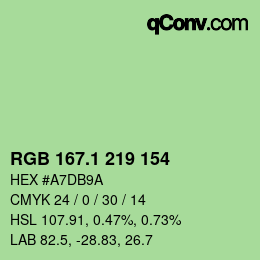 カラーコード: RGB 167.1 219 154 | qconv.com