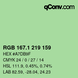 カラーコード: RGB 167.1 219 159 | qconv.com