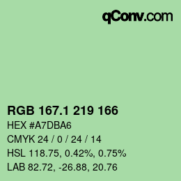 カラーコード: RGB 167.1 219 166 | qconv.com
