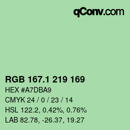 カラーコード: RGB 167.1 219 169 | qconv.com