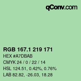 カラーコード: RGB 167.1 219 171 | qconv.com
