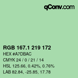 カラーコード: RGB 167.1 219 172 | qconv.com