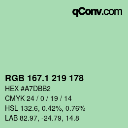 カラーコード: RGB 167.1 219 178 | qconv.com