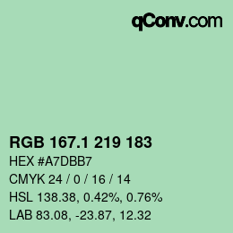 カラーコード: RGB 167.1 219 183 | qconv.com