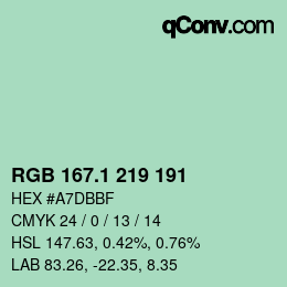 カラーコード: RGB 167.1 219 191 | qconv.com