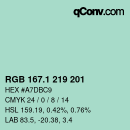 Color code: RGB 167.1 219 201 | qconv.com