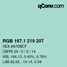 Color code: RGB 167.1 219 207 | qconv.com