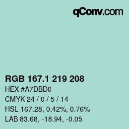 カラーコード: RGB 167.1 219 208 | qconv.com