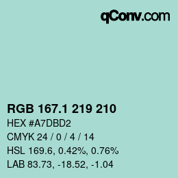 Color code: RGB 167.1 219 210 | qconv.com