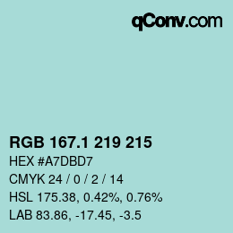 Color code: RGB 167.1 219 215 | qconv.com