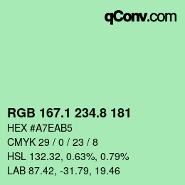 カラーコード: RGB 167.1 234.8 181 | qconv.com