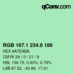 Color code: RGB 167.1 234.8 186 | qconv.com