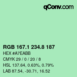 カラーコード: RGB 167.1 234.8 187 | qconv.com