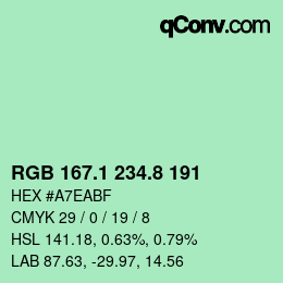 Color code: RGB 167.1 234.8 191 | qconv.com