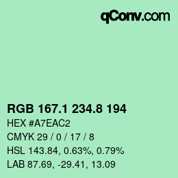 カラーコード: RGB 167.1 234.8 194 | qconv.com