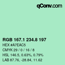 カラーコード: RGB 167.1 234.8 197 | qconv.com