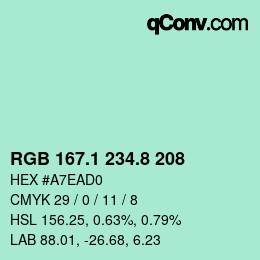 カラーコード: RGB 167.1 234.8 208 | qconv.com