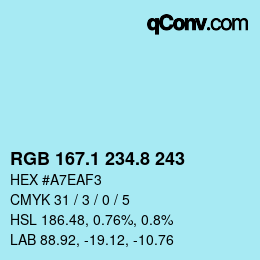 Farbcode: RGB 167.1 234.8 243 | qconv.com