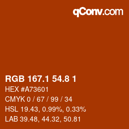 カラーコード: RGB 167.1 54.8 1 | qconv.com