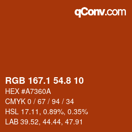 Color code: RGB 167.1 54.8 10 | qconv.com